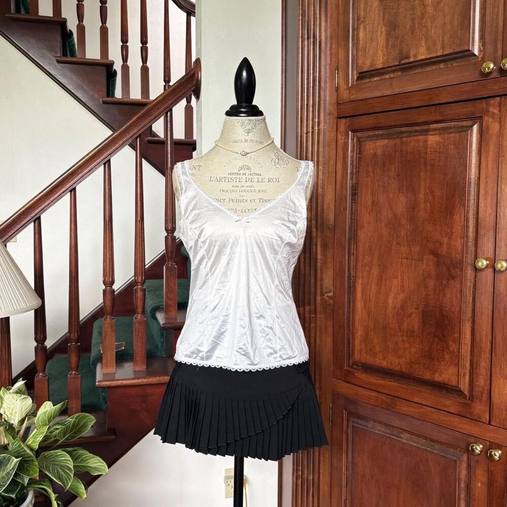 JC Penny Satin Sleep Night White Tank Camisole Vintage